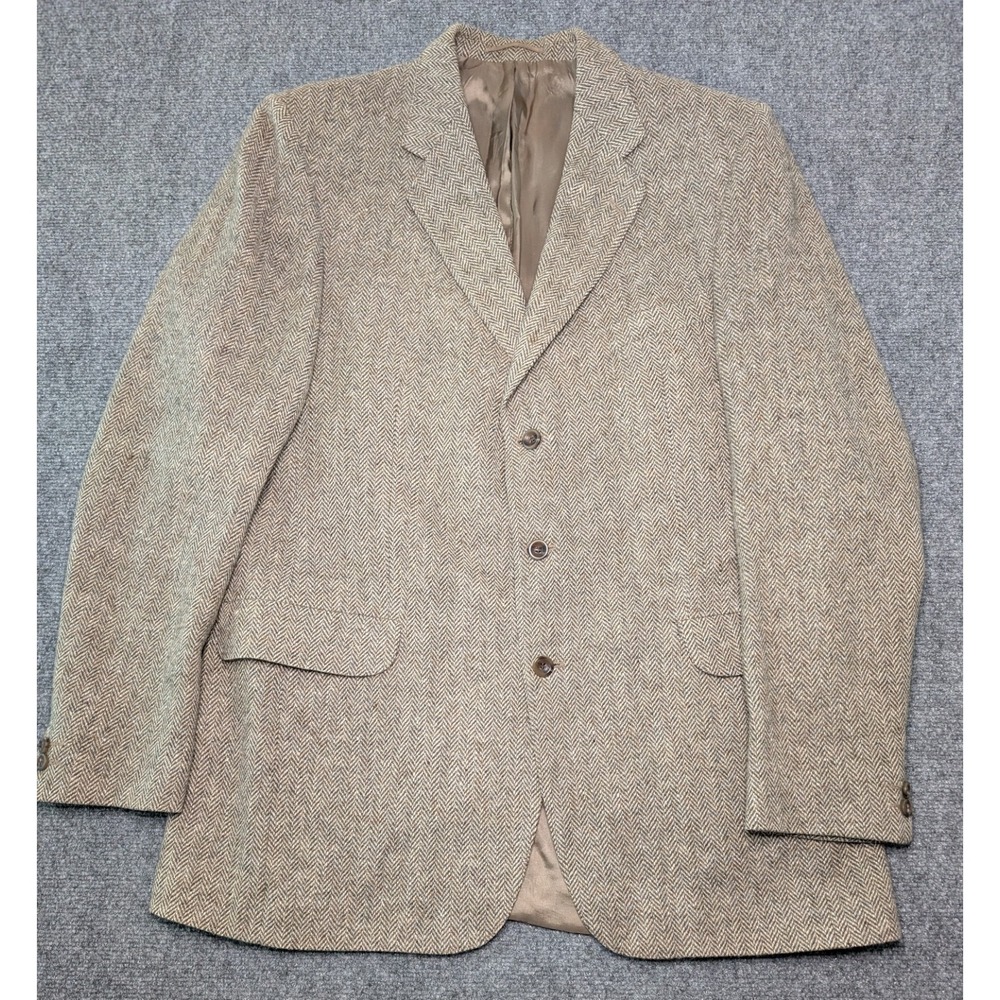 VTG 42 L Magee Tailored " Donegal Tweed " Light Brown Herringbone Speckle Blazer